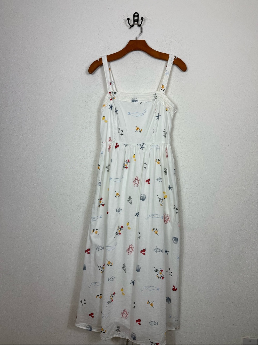 Abercrombie & Fitch White Printed Summer Midi Emerson Dress Sz Small Tall
